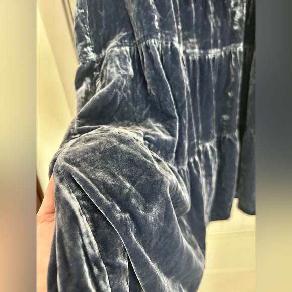 Anthro Maeve Harper Velvet Tunic Dress Blue Size Medium - Picture 4 of 11